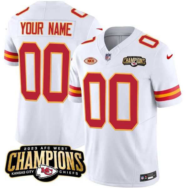 Men & Women & Youth Kansas City Chiefs Active Player Custom White 2023 F.U.S.E. AFC West Champions With NKH Patch Vapor Untouchable Limited Jersey->->Custom Jersey